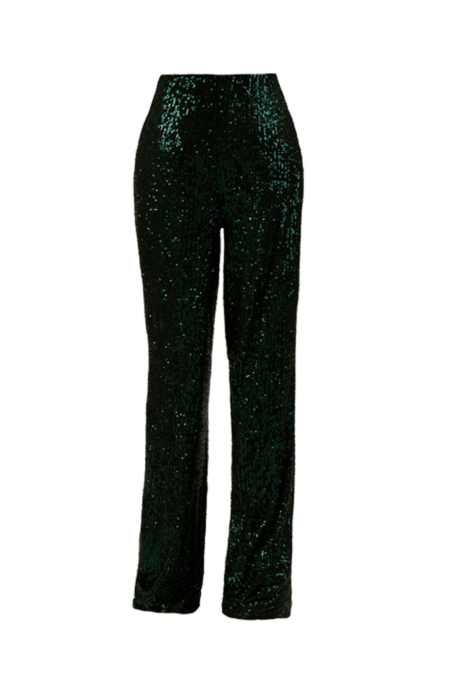 Anitabel | TIA GREEN SEQUIN STRAIGHT LEG PANTS