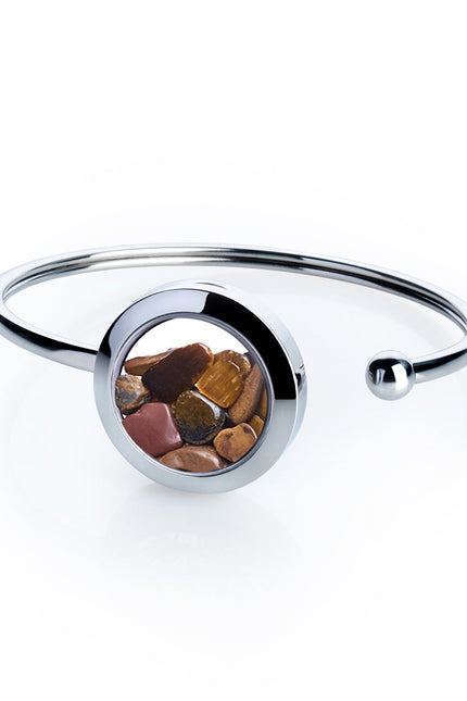 My Little Nature I Tiger’s Eye Cuff Bracelet – Handmade Stainless Steel Jewelry for Confidence and Strength