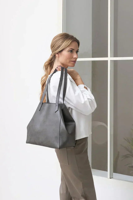 Bolso de hombro piel vegana - color gris