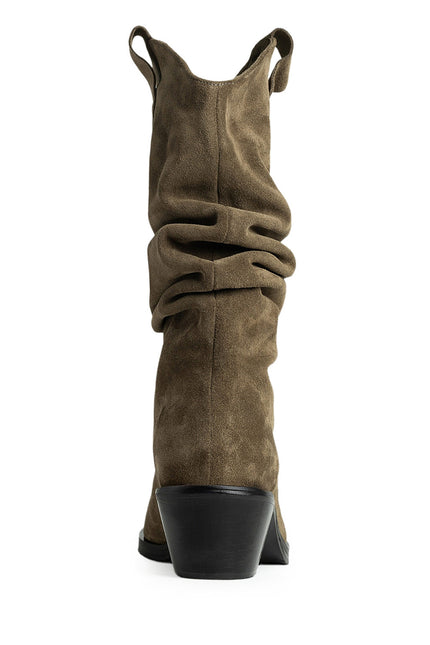 Muse Ciocate din Piele Intoarsa Dusty Olive