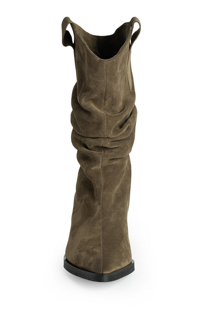 Muse Ciocate din Piele Intoarsa Dusty Olive