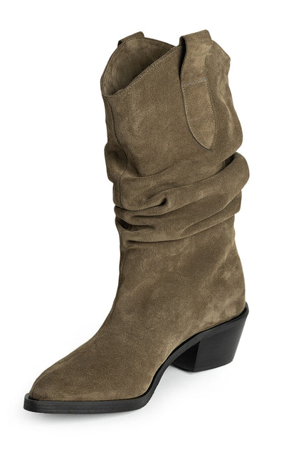 Muse Ciocate din Piele Intoarsa Dusty Olive