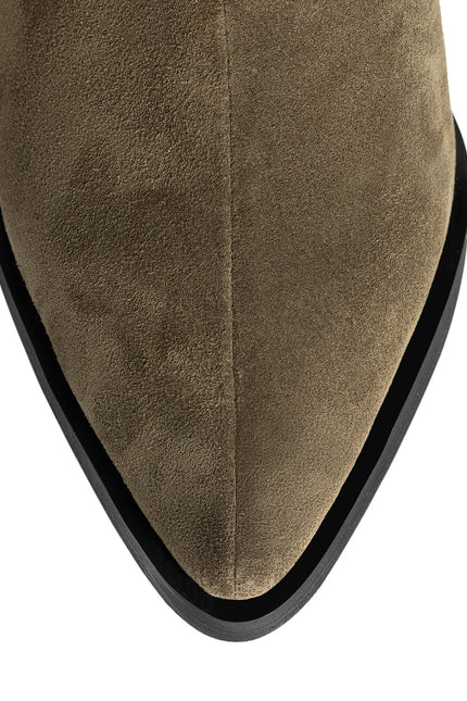 Muse Ciocate din Piele Intoarsa Dusty Olive
