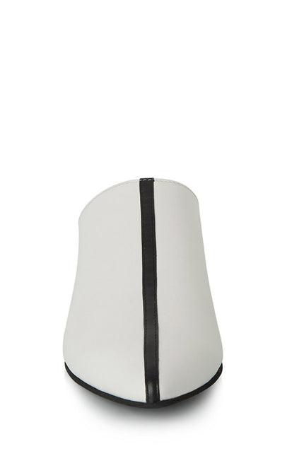 Horiz-On Saboti Fara Toc din Piele Nappa White&Black