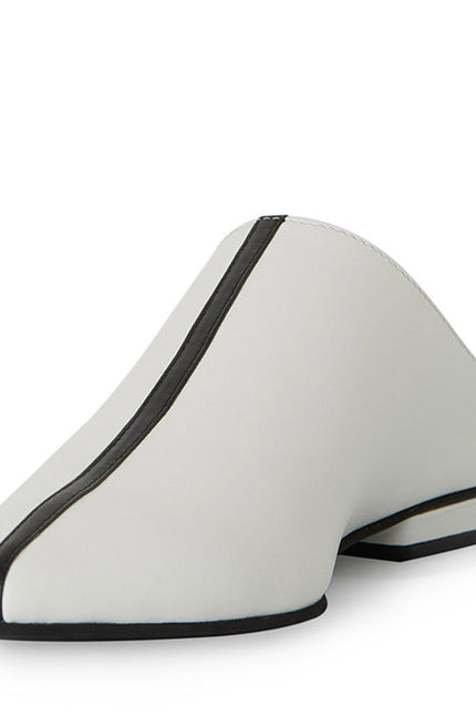 Horiz-On Saboti Fara Toc din Piele Nappa White&Black