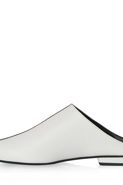 Horiz-On Saboti Fara Toc din Piele Nappa White&Black