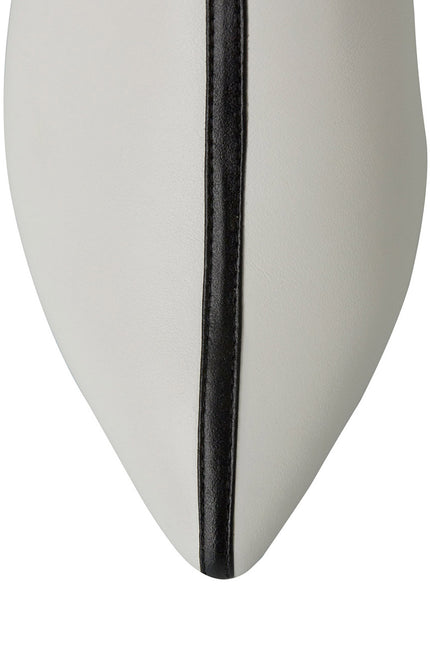 Horiz-On Saboti Fara Toc din Piele Nappa White&Black