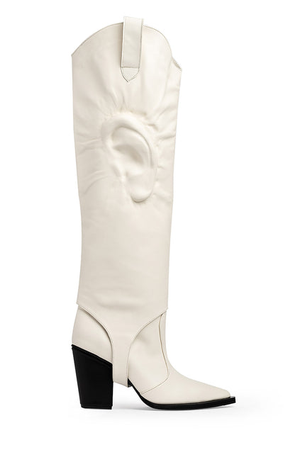 Ceci n'Est Pas Une Botte Ciocate din Piele Nappa Cloud Dancer