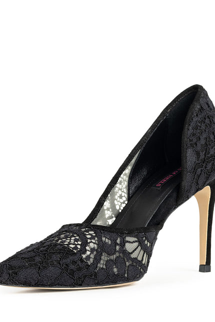 Éthérée Pantofi Stiletto din Dantela Neagra