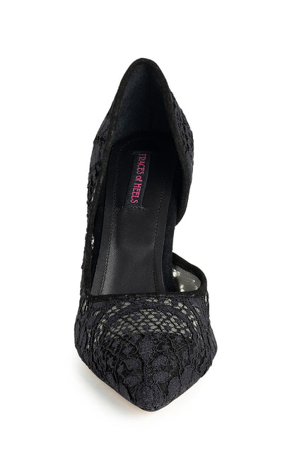 Éthérée Pantofi Stiletto din Dantela Neagra