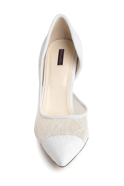 Éthérée Pantofi Stiletto din Dantela Alba