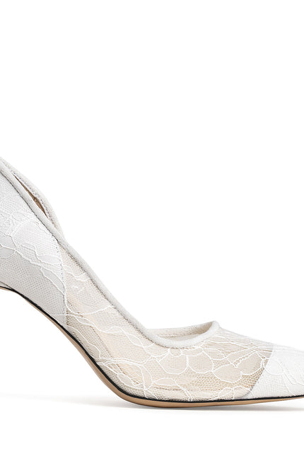 Éthérée Pantofi Stiletto din Dantela Alba