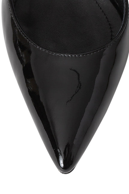 Golden Hour Pantofi Stiletto din Piele Lacuita Neagra