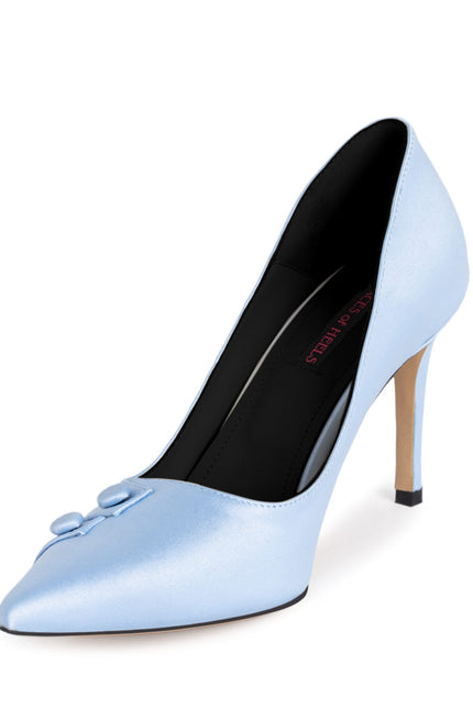 Lentamente Pantofi Stiletto din Satin Light Blue
