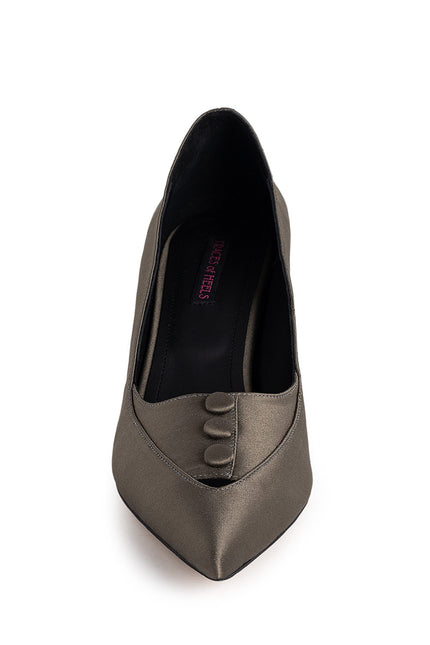 Rito Privato Pantofi Stiletto din Satin Dark Olive