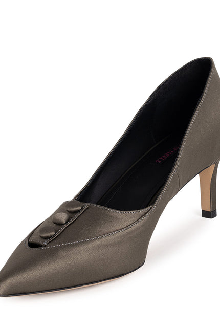 Rito Privato Pantofi Stiletto din Satin Dark Olive
