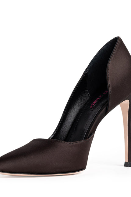Timeless Desire Pantofi Stiletto din Satin Espresso Brown