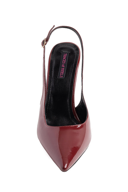 Extract De Sine Pantofi Slingback din Piele Lacuita Bordeaux