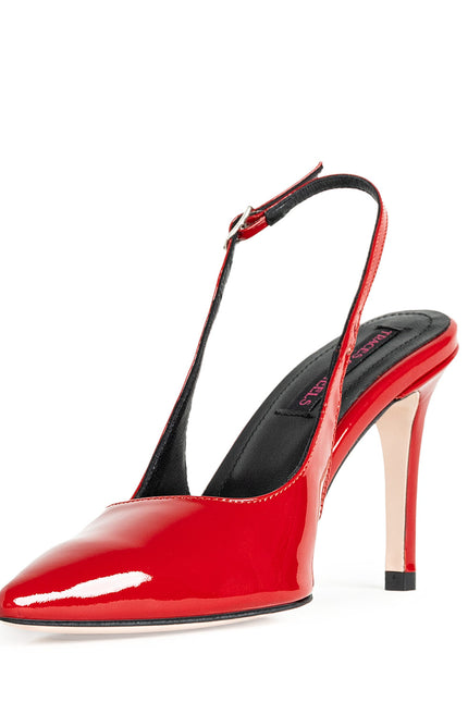 Extract De Sine Pantofi Slingback din Piele Lacuita Rosie