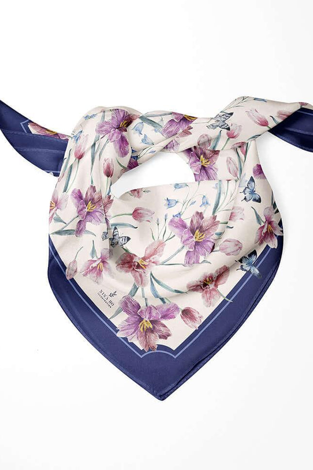 Nina Ho | Tulip and Butterfly Double-Sided Silk Scarf