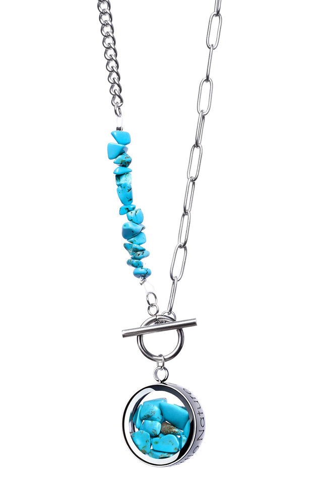 My Little Nature I Toggle Clasp Turquoise Necklace With Beaded Chain And Charm