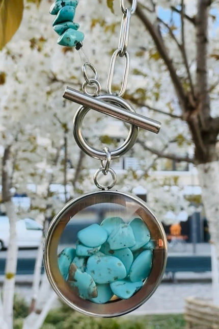 My Little Nature I Toggle Clasp Turquoise Necklace With Beaded Chain And Charm