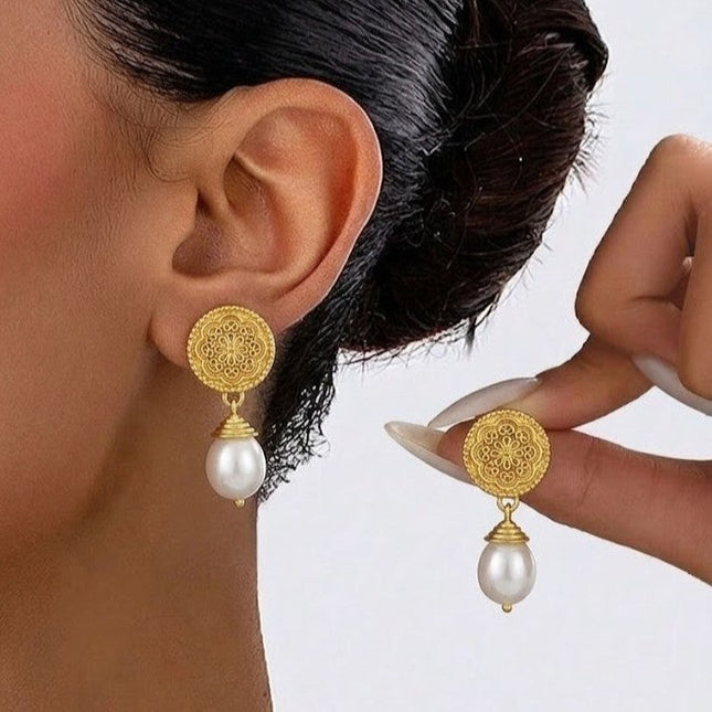 Arvino | Filigree Pearl 92.5 Sterling Silver Earrings