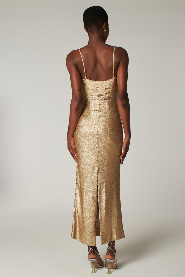 Petra Petrova | Gold Sequin Long Dress Ariel