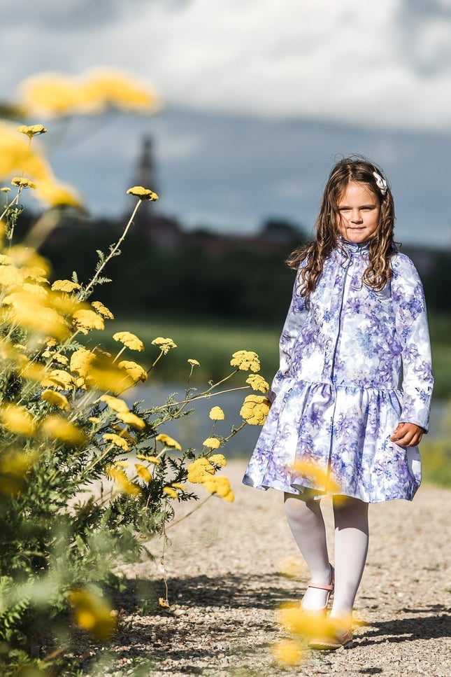 Light Blue Trapeze Raincoat for Girls front