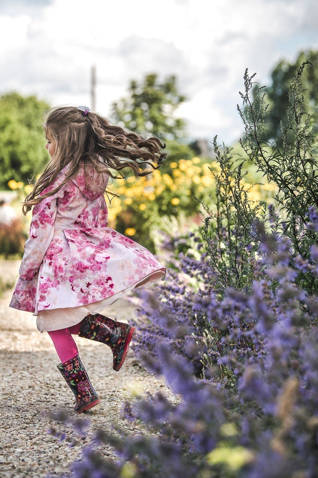 Pink Fit and Flare Raincoat for girls twirl