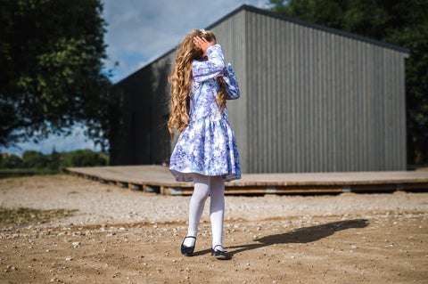 Light Blue Trapeze Raincoat for Girls side