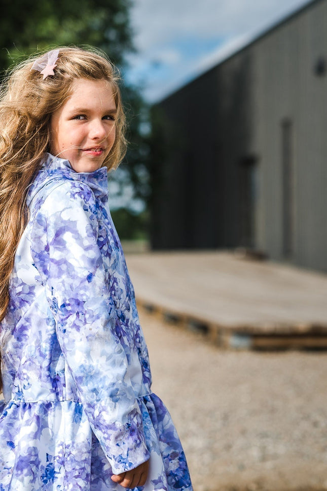 Light Blue Trapeze Raincoat for Girls close-up