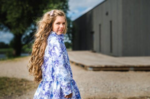 Light Blue Trapeze Raincoat for Girls close-up