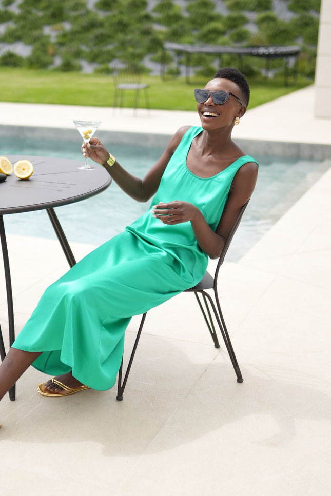 Bel Cashmere | Vestido Olivia de seda esmeralda