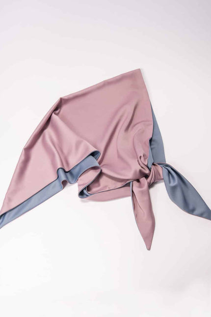 EVÉN I Anna Double-Sided Satin Head Scarf - Pink and Blue Sky