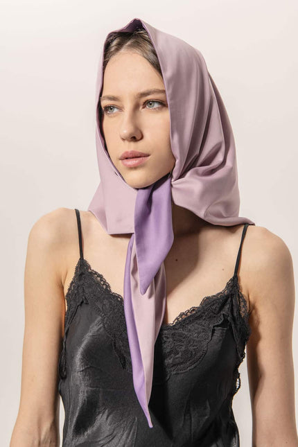 EVÉN I Anna Double-Sided Satin Head Scarf - Purple and Pink