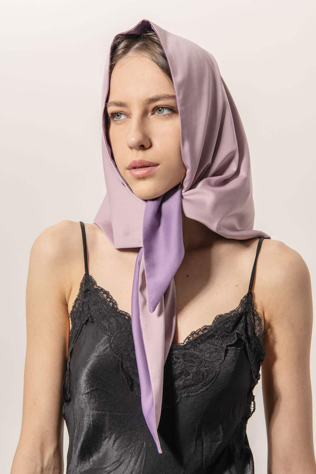 EVÉN I Anna Double-Sided Satin Head Scarf - Purple and Pink