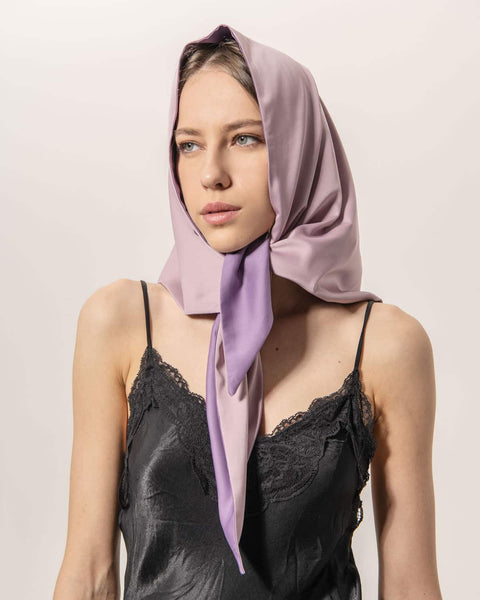 EVÉN I Anna Double-Sided Satin Head Scarf - Purple and Pink