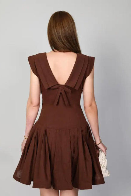 TIFFANY DRESS BROWN - mudafashions