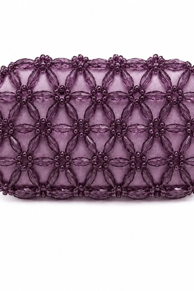 Atelier Emine Fresco Royale crystal clutch bag with light-toned 6 mm and 14 mm crystal stones, handle-free handmade design from the Crystal Gelato Couture collection.
