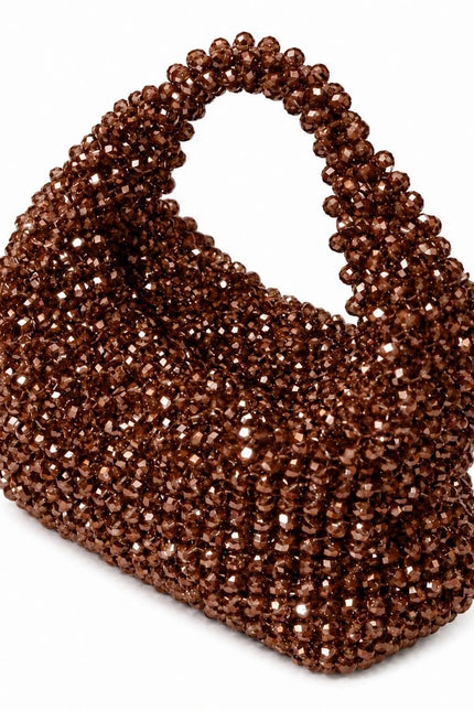 Atelier Emine Velora Browna handcrafted crystal evening bag from the Crystal Gelato Couture series, featuring an integrated crystal handle and zipper closure.