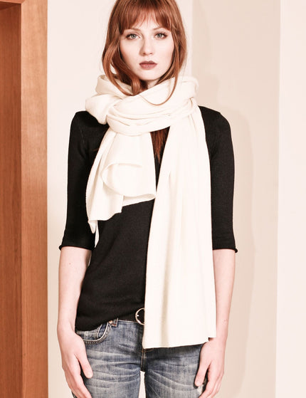 Off-white cashmere knitted scarf travel wrap KIM
