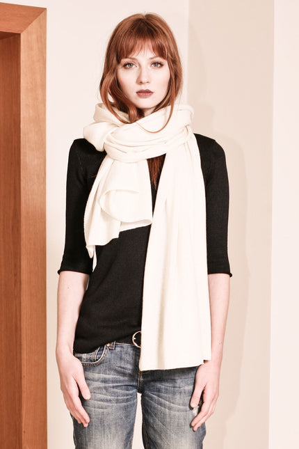 Off-white cashmere knitted scarf travel wrap KIM
