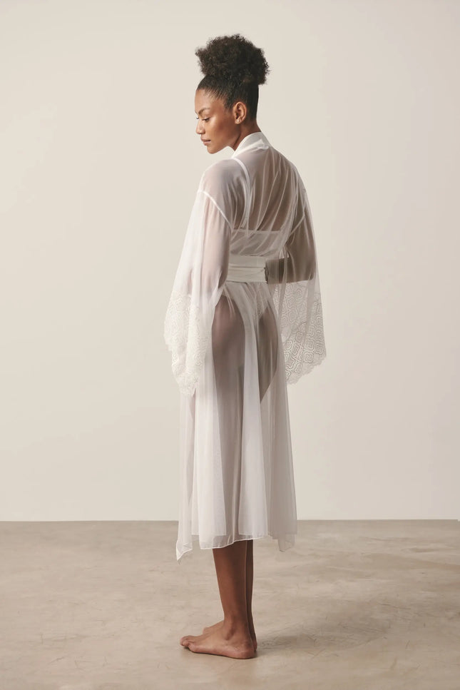 Luciela | WHITE SHEER MESH KIMONO