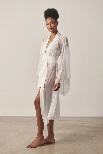 Luciela | WHITE SHEER MESH KIMONO