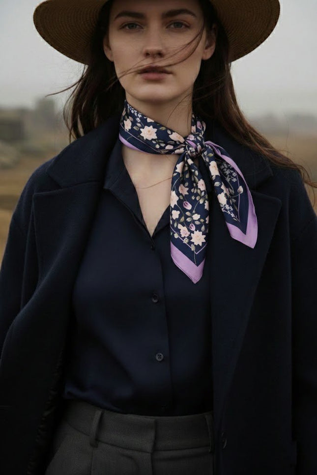 Nina Ho | White Rose Garden Double-Sided Silk Scarf