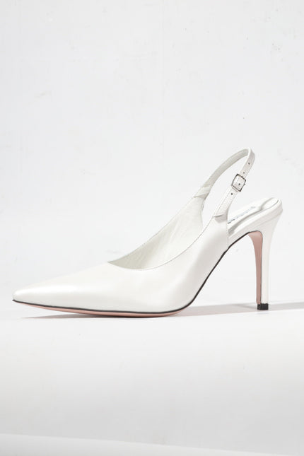 white leather slingback stilettos