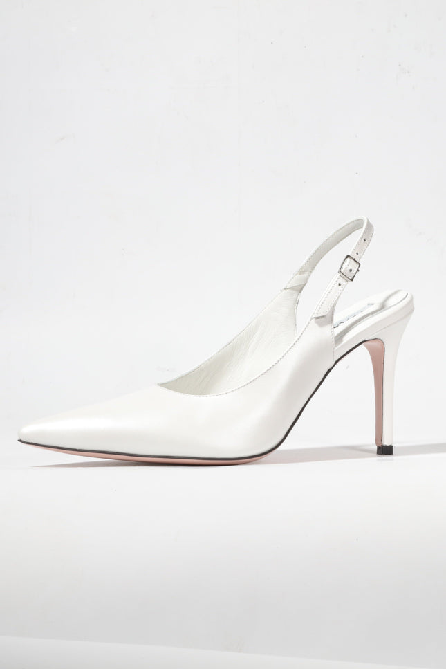 white leather slingback stilettos