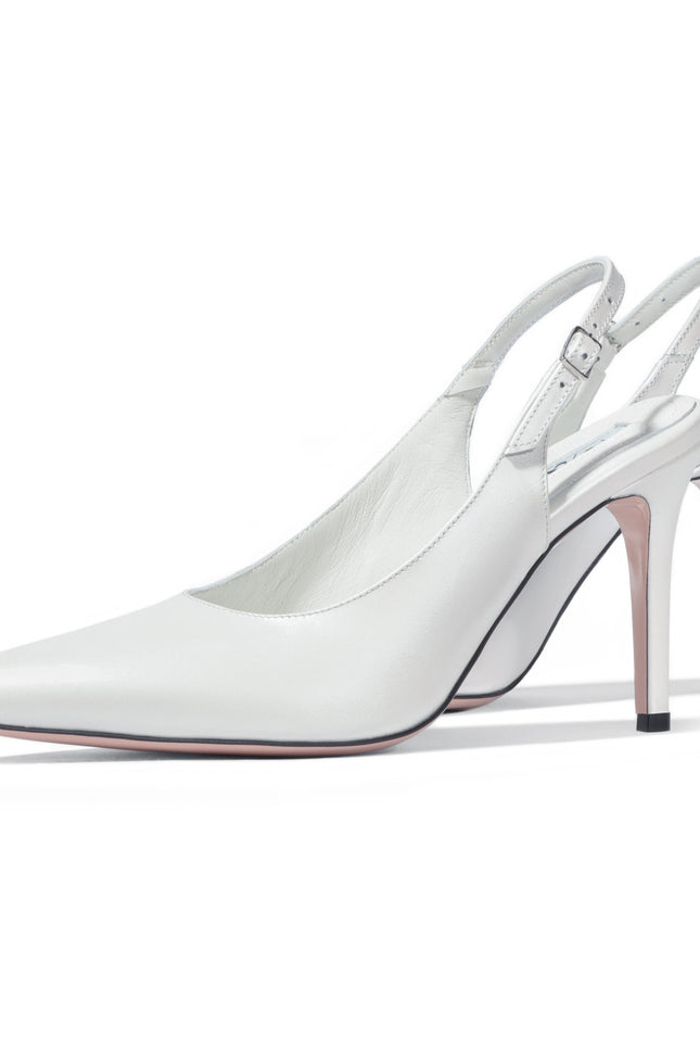 white leather slingback stilettos
