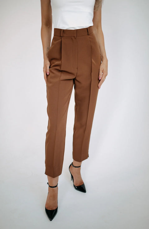 Etanna I High-Waisted Trousers Chocolate